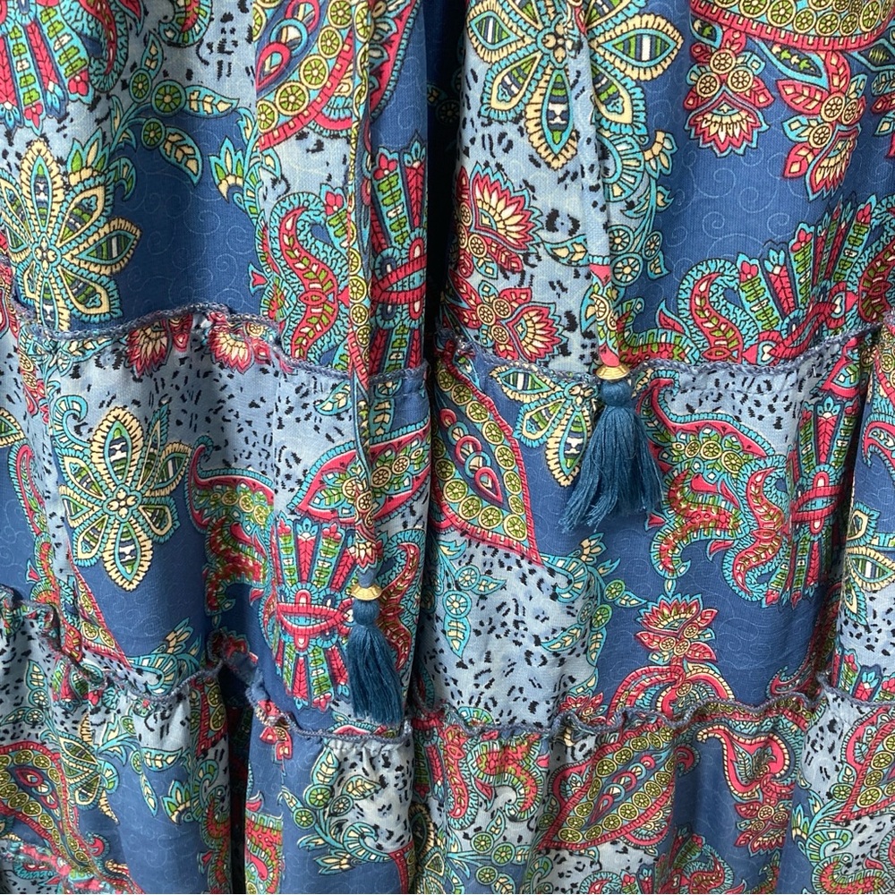 Anthropologie boemo Kimono Maxi Dress Womens Sz L Paisley Caftan - Picture 8 of 16